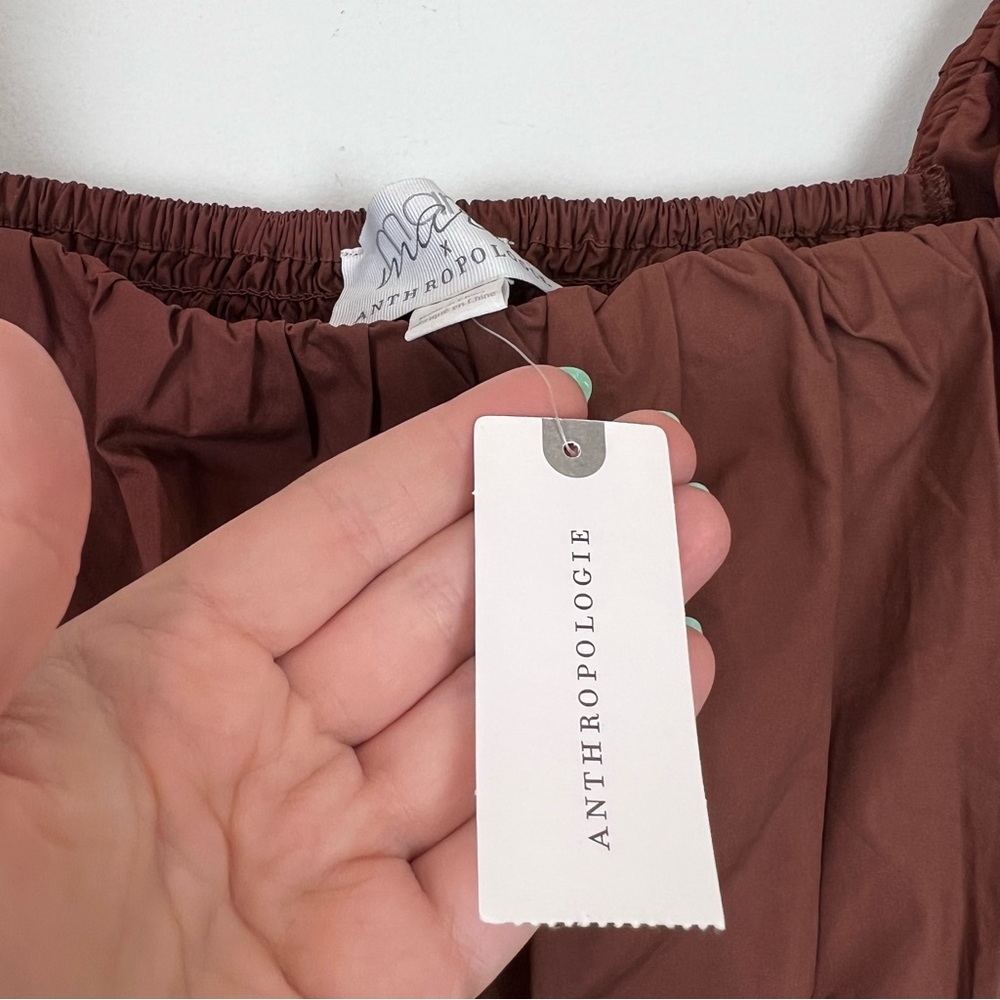 Anthropologie Rust Brown Tiered Mini Dress - Picture 4 of 15
